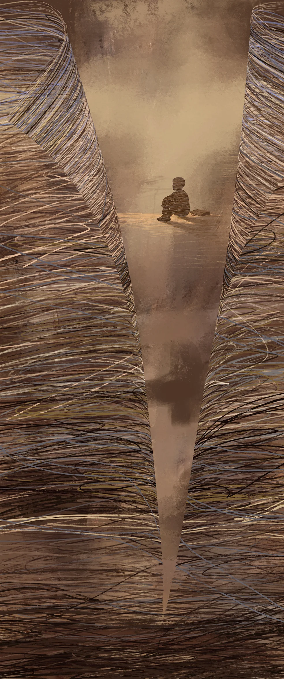 Descubriendo el silencio. — Acrilico y Oleo sobre Lienzo.  27 x 65 pulgadas
